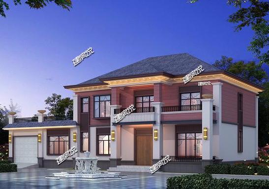 二層新中式別墅設計圖，帶車庫和挑空客廳，漂亮極了！