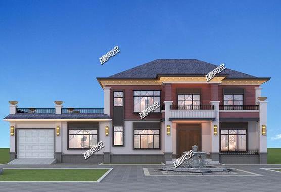 二層新中式別墅設計圖，帶車庫和挑空客廳，漂亮極了！