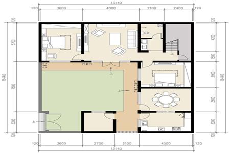 現代風情的四合院小別墅設計圖，簡約而不失雅致,布局精致全圖！