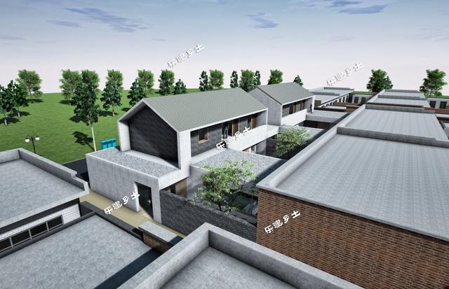 簡約現代二層住宅設計圖，造型端莊質樸，多露臺，多庭院