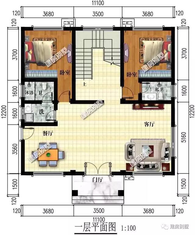 帶獨立廚房的兩套三層小樓設計圖，生活方便舒適，造價30來萬。