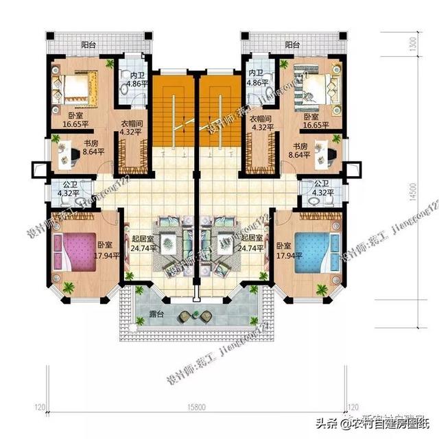 推薦5套農村兄弟雙拼別墅，2款共用堂屋，主體最低單戶20萬起就能建，很合算。