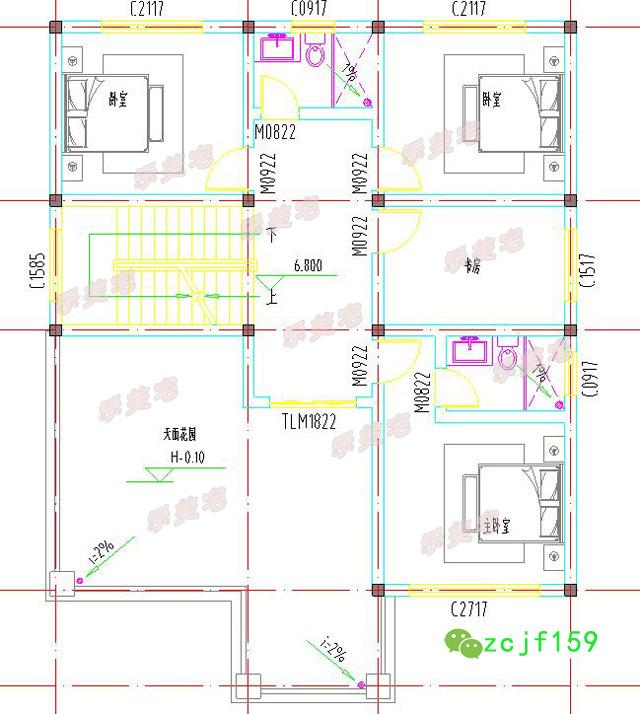 占地100平左右的三層自建房，方正舒適實(shí)用，適合大部分農(nóng)村家庭建造。
