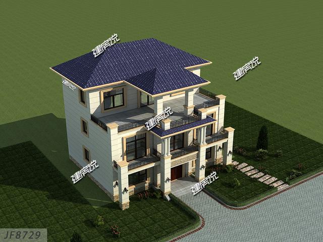 占地148平三層豪華別墅設(shè)計圖，牛轟轟的，還娶了城里媳婦