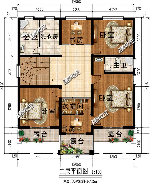 占地148平三層豪華別墅設(shè)計圖，牛轟轟的，還娶了城里媳婦