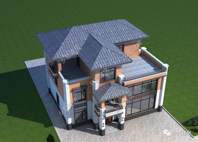 35萬三層高貴典雅三層小樓設計圖，不僅造價經濟，還帶雙露臺、茶室設計，完美到極致！