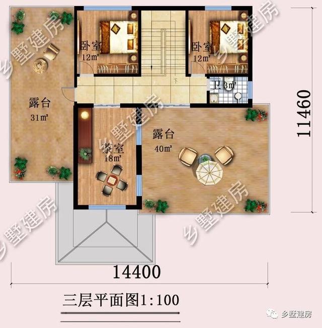 35萬三層高貴典雅三層小樓設計圖，不僅造價經濟，還帶雙露臺、茶室設計，完美到極致！