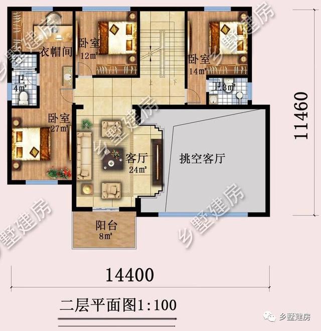 35萬三層高貴典雅三層小樓設計圖，不僅造價經濟，還帶雙露臺、茶室設計，完美到極致！