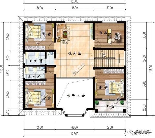 12.6X11.6米二層歐式別墅設計圖，二十幾萬建成，小日子過得別提多美。