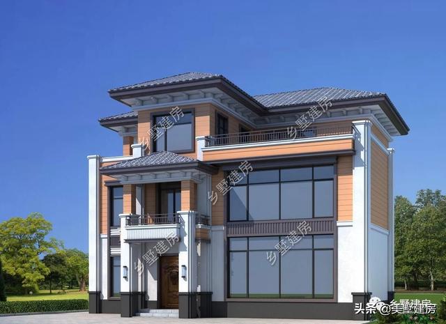 獨(dú)棟三層歐式別墅設(shè)計(jì)圖，主體造價(jià)35萬(wàn)，落地窗+樓中樓完美設(shè)計(jì)，太贊了！