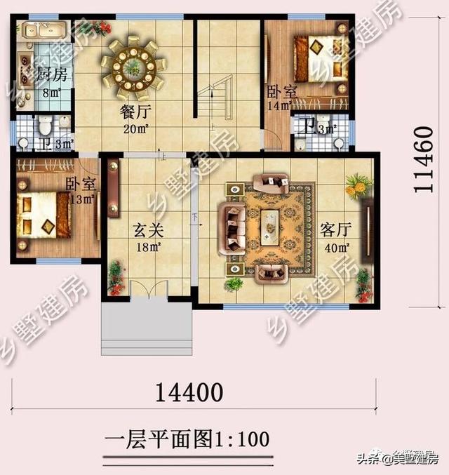 獨(dú)棟三層歐式別墅設(shè)計(jì)圖，主體造價(jià)35萬(wàn)，落地窗+樓中樓完美設(shè)計(jì)，太贊了！