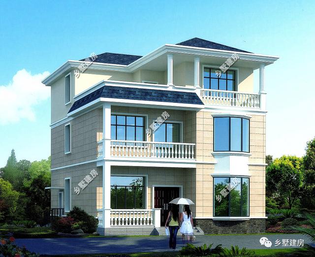 14.7×16.2米三層歐式別墅設計圖，簡約而不簡單，挑空客廳設計，這樣的房子真的美極了