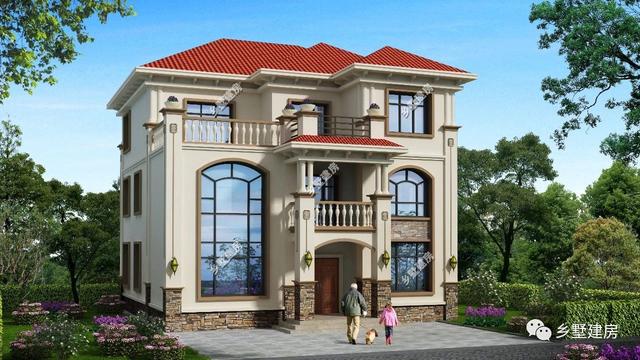 14.7×16.2米三層歐式別墅設計圖，簡約而不簡單，挑空客廳設計，這樣的房子真的美極了