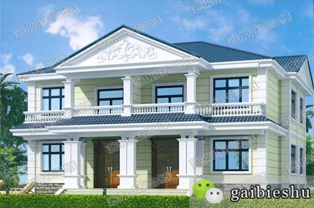 37萬二層雙拼別墅設計圖，單戶帶4臥，適合農村兩兄弟建造。