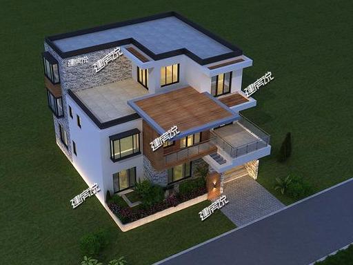 三層現代別墅設計圖，倍有設計感，外觀簡約時尚大氣，建在村里獨一棟，絕對是最拉風的！