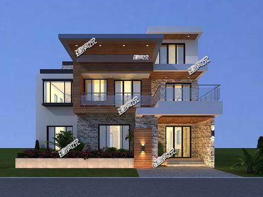 三層現代別墅設計圖，倍有設計感，外觀簡約時尚大氣，建在村里獨一棟，絕對是最拉風的！