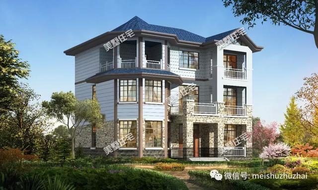 14.4x12.17米三層農村自建房，回家建一棟大氣優雅的別墅，倍有面子。