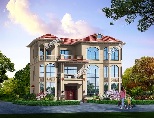 帶涼亭和露臺的三層農(nóng)村自建房，超大堂屋設(shè)計(jì)，一棟四開間，豪華氣派！