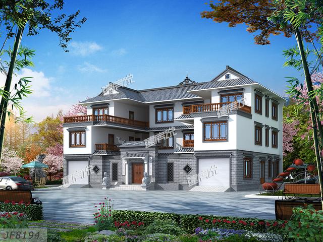 中式四合院農(nóng)村別墅設(shè)計(jì)圖，氣勢一點(diǎn)不輸大理石歐式豪宅。