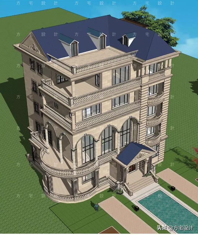 占地270平的五層豪華別墅設計圖，帶效果圖和施工圖。