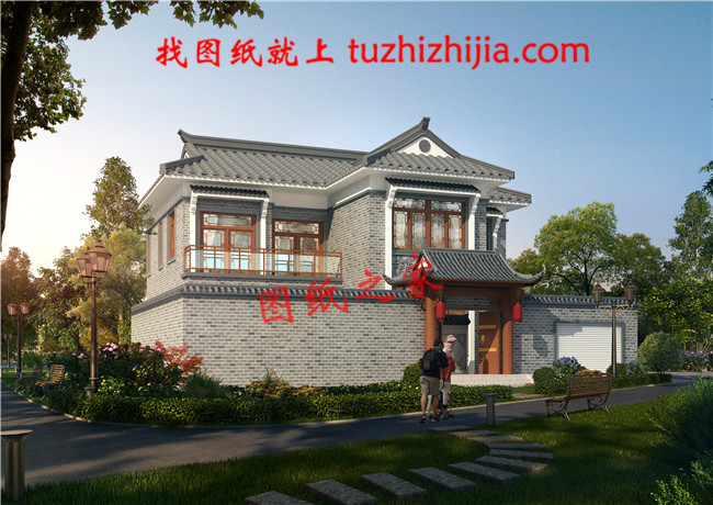 農(nóng)村二層中式古典別墅圖片，帶院子，帶地下室