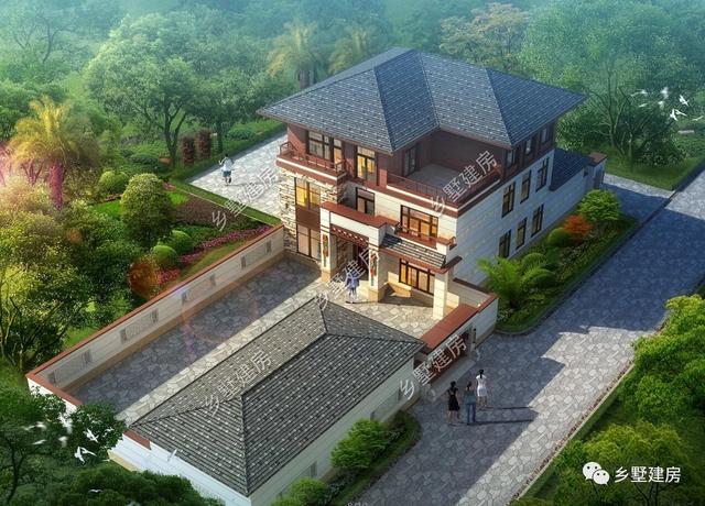 60萬農村三層小別墅設計圖，帶后院，外觀大氣宏偉，時尚大氣，回頭率超高！