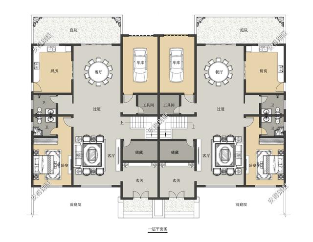 兄弟雙拼合建新中式雙拼別墅，造型新穎大氣，平面布局合理，全村上下沒有人不羨慕。
