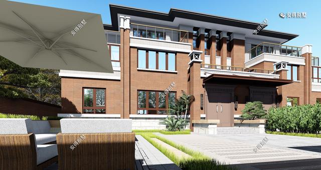 兄弟雙拼合建新中式雙拼別墅，造型新穎大氣，平面布局合理，全村上下沒有人不羨慕。