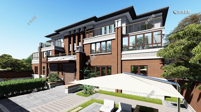 兄弟雙拼合建新中式雙拼別墅，造型新穎大氣，平面布局合理，全村上下沒有人不羨慕。