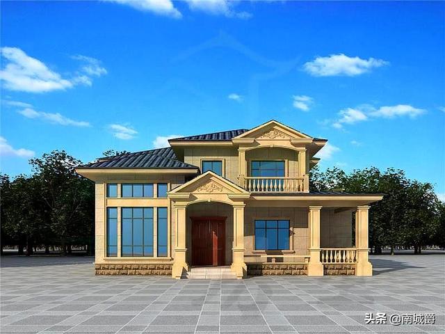 兩層歐式獨棟別墅設(shè)計圖，豪華又不俗氣，建在村里想低調(diào)都難。