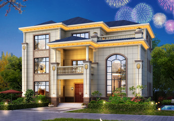 新農村帶陽臺三層樓房圖紙,占地180平米左右,豪華大氣