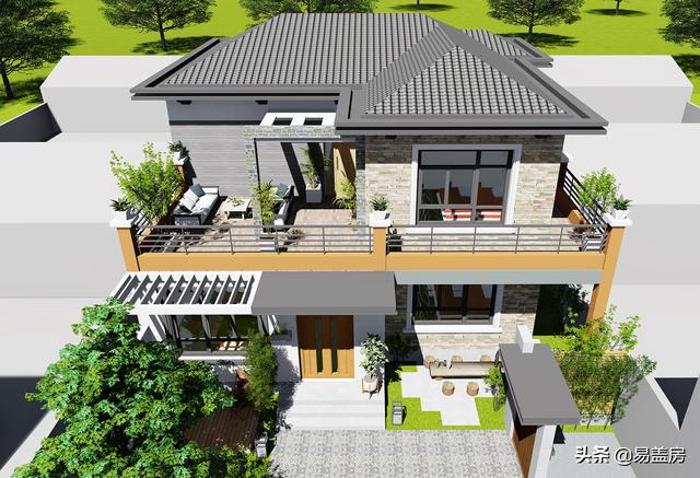 10.8m×12.4m現(xiàn)代二層別墅設(shè)計圖，舒服老人房農(nóng)村鄉(xiāng)親都羨慕