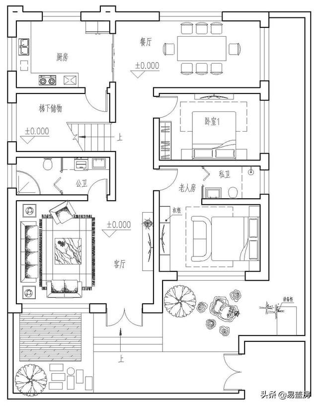 10.8m×12.4m現(xiàn)代二層別墅設(shè)計圖，舒服老人房農(nóng)村鄉(xiāng)親都羨慕