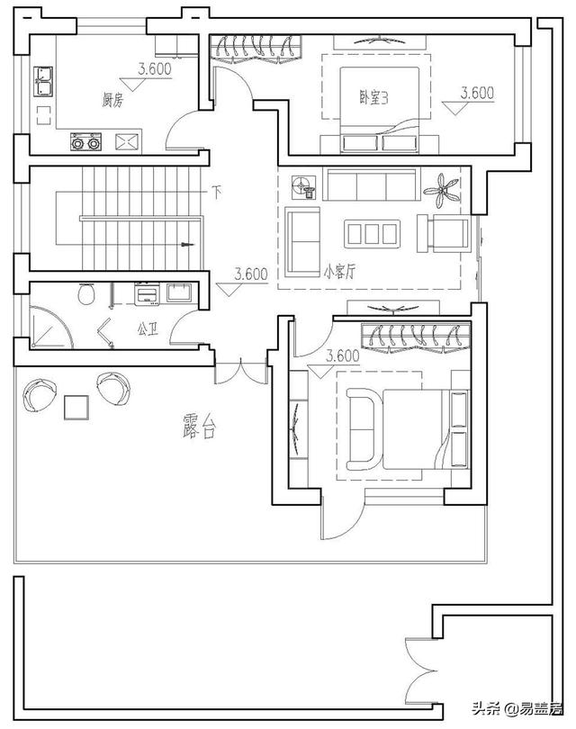 10.8m×12.4m現(xiàn)代二層別墅設(shè)計圖，舒服老人房農(nóng)村鄉(xiāng)親都羨慕