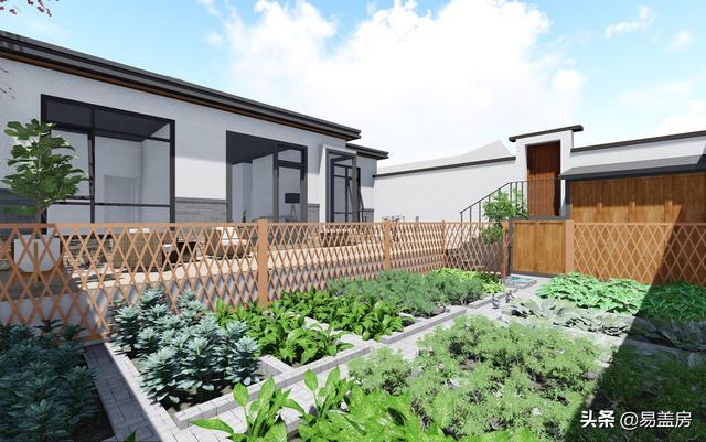 11.2m×12.5m北京一層現(xiàn)代別墅設(shè)計圖，造價21萬，落地窗大平臺真舒服