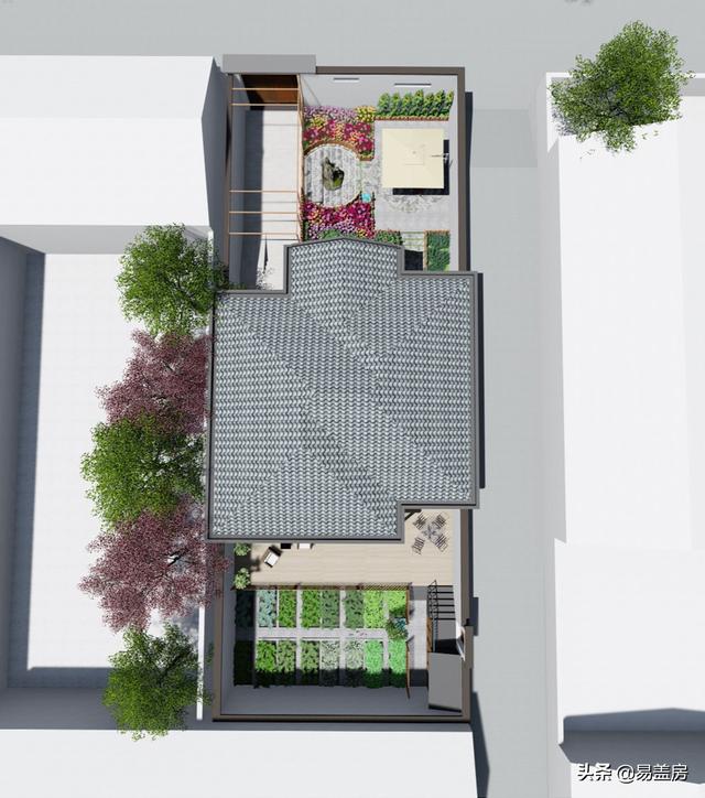 11.2m×12.5m北京一層現(xiàn)代別墅設(shè)計圖，造價21萬，落地窗大平臺真舒服