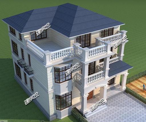 歐式三層別墅，很有田園氣息，蓋在農(nóng)村一定是一道靚麗的風景線。