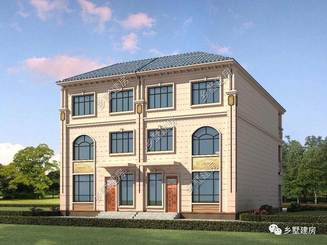 14.9X16.8米雙拼三層別墅設計圖，兄弟姐妹住在一起其樂融融。