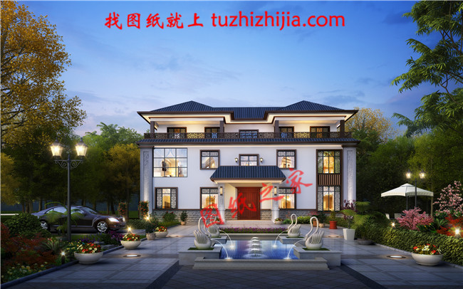 2019農村三層新中式別墅圖,占地240平米