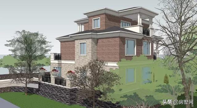 帶雙車庫的新式三層別墅設計圖，秀雅大方不失大氣?。