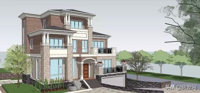 帶雙車庫的新式三層別墅設計圖，秀雅大方不失大氣?。