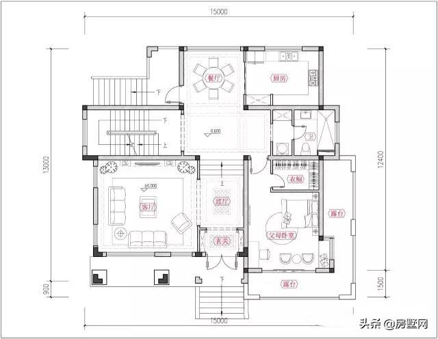 帶雙車庫的新式三層別墅設計圖，秀雅大方不失大氣?。