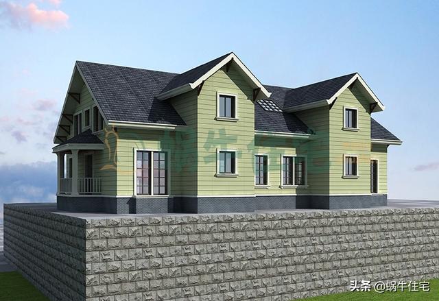 帶閣樓的一層半雙拼別墅設(shè)計(jì)圖，美式風(fēng)格，簡(jiǎn)單大氣。