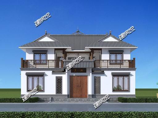 二層四合院住宅設計圖，外觀精致漂亮，方正大氣，深受大眾的喜愛