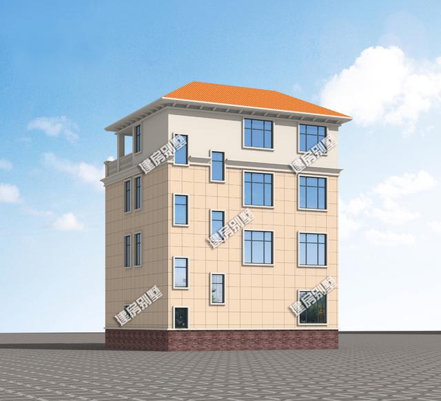 帶涼亭的四層農村別墅設計圖，在大露臺，內配11間臥室，業主嫌太少了。