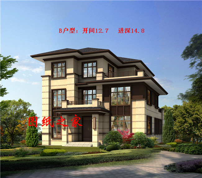 精選五套人氣頗高的三層中式別墅，五種戶型，五種尺寸