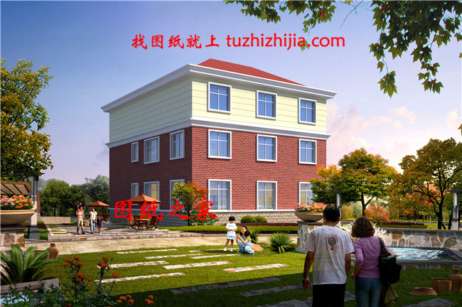 簡單漂亮實用的三層自建房設計圖,帶露臺,占地170平方