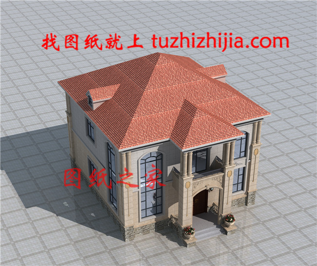 歐式獨棟二層小別墅設計圖,客廳中空,占地126平米