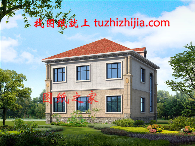 歐式獨棟二層小別墅設計圖,客廳中空,占地126平米