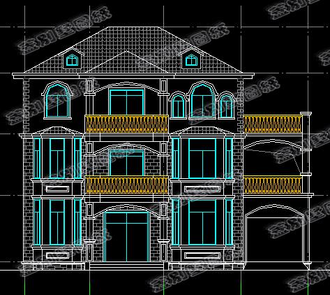 帶車庫的三層歐式別墅設計圖，大堂屋設計，功能性齊全。